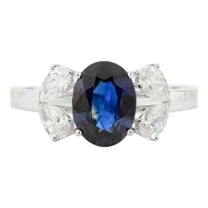 1.04 Ct Oval Sapphire & Diamonds Engagement Ring Size 7