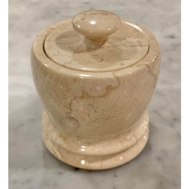 Alexa Hampton Hand‑Turned Vintage Boticino Marble Lidded Herb Container or Vanity Vessel - Very Versatile - See Pics! For Sale - Image 4 of 6