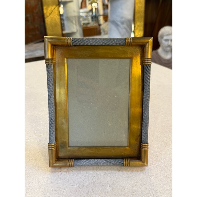 Vintage Italian Brass Photo Frame With Steel Cable Detail, 1970s For Sale In Los Angeles - Image 6 of 9