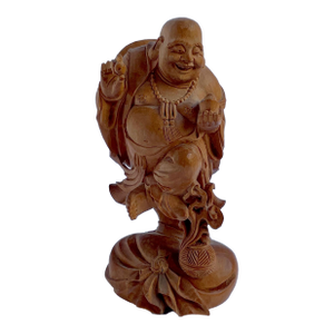 Vintage Carved Boxwood Laughing Buddha -