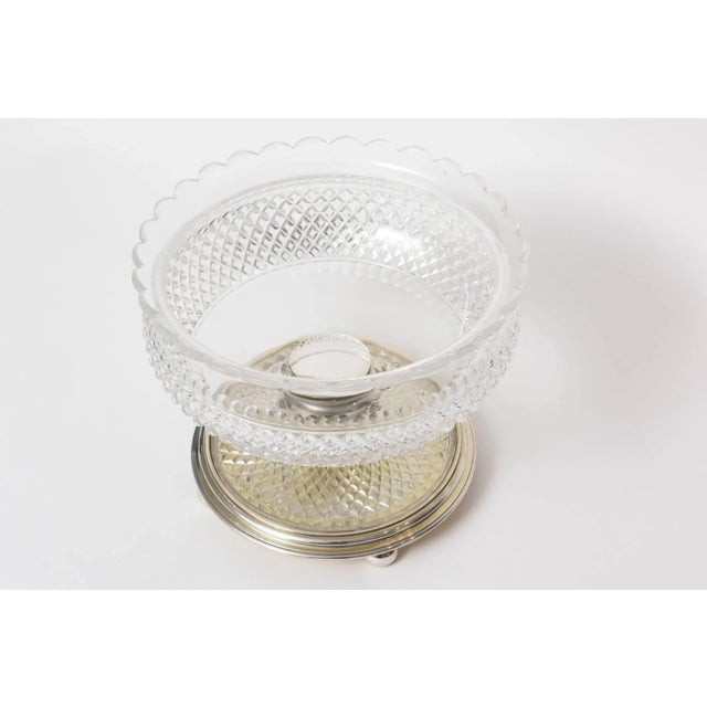 Art Deco Large Art Deco Silver Plate Cut Glass Bowl / Compote Centerpiece For Sale - Image 3 of 11