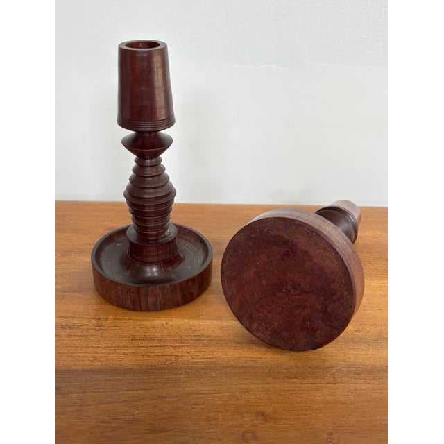 Mid 20th Century Folk Art Wooden Candle Holder For Sale - Image 4 of 5