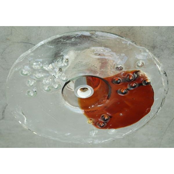 1970s Mid Century Mazzega Murano Style Glass Round Table Lamp For Sale - Image 5 of 5