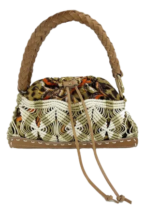 Vintage Roberto Cavalli Macrame Silk Drawstring Baguette