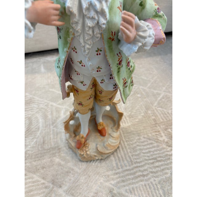 Pair of 19th Century Continental Porcelain Figurines For Sale In San Diego - Image 6 of 7