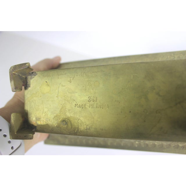Vintage Etched Brass Footed Indoor Planter Jardinière With Handles For Sale - Image 11 of 11
