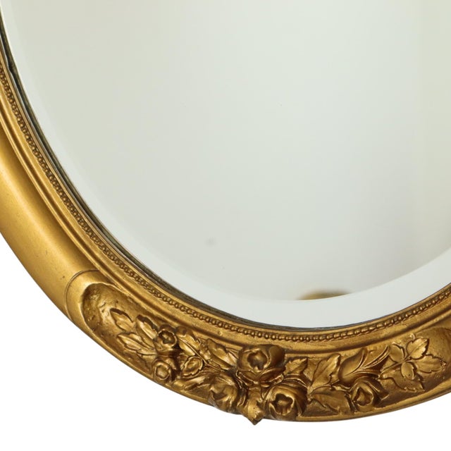 French Oval Bevelled Mirror with Rose Gold Finish For Sale - Image 12 of 14
