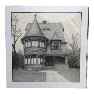 Monumental Pen & Ink Architectural Drawing by Dave Shofield – Framed For Sale