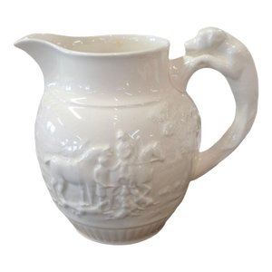 1940s Wedgwood D’Ye Ken John Peel White Hunt Scene Hound Handled Pitcher