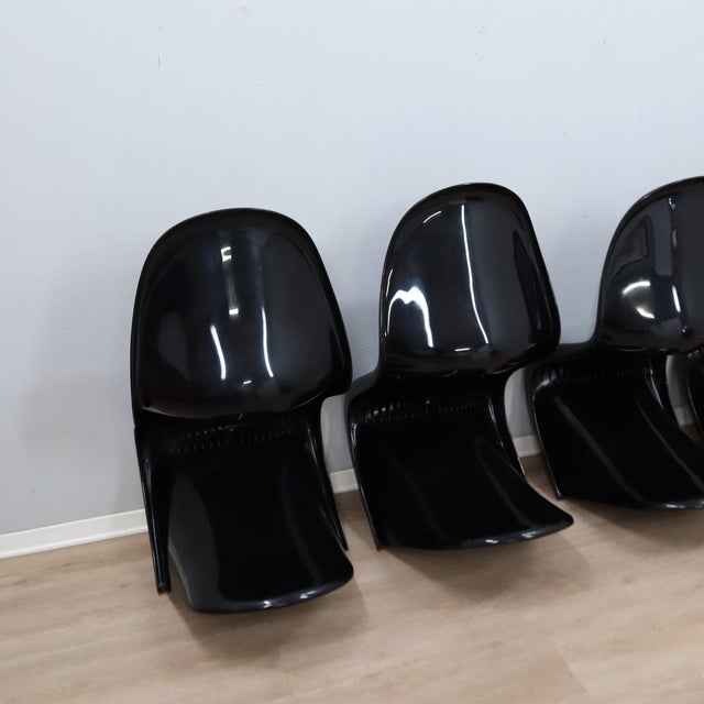 Black Panton Chairs by Verner Panton for Herman Miller / Vitra, 1960s, Set of 6 For Sale - Image 6 of 13