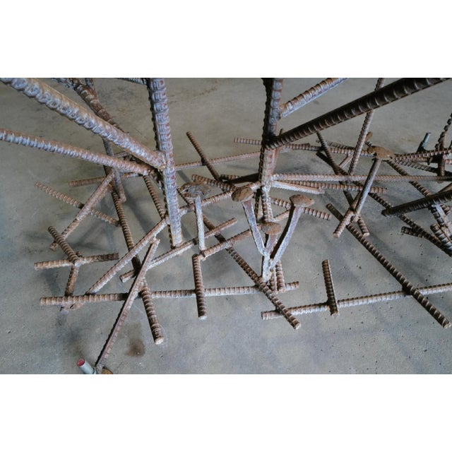 Contemporary 1980s Glass Top Dining Table with One of a Kind Steel Rebar Base For Sale - Image 3 of 17