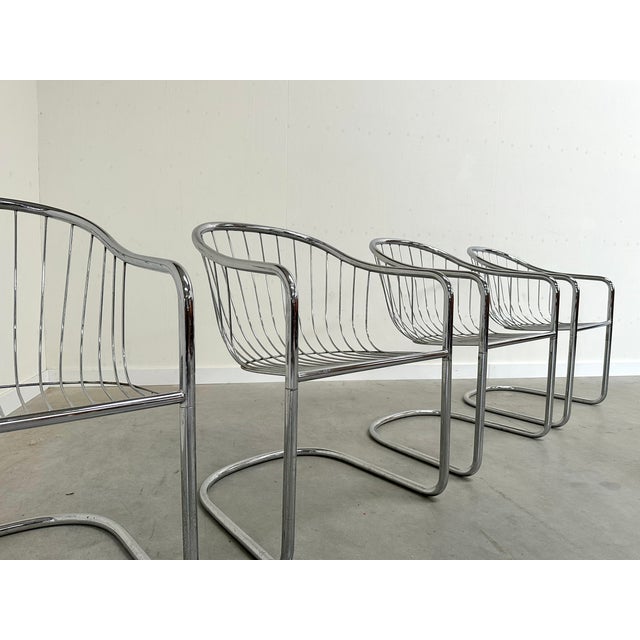 Vintage Italian Cantilever Dining Chairs by Gastone Rinaldi for Rima, 1980s, Set of 4 For Sale - Image 13 of 14
