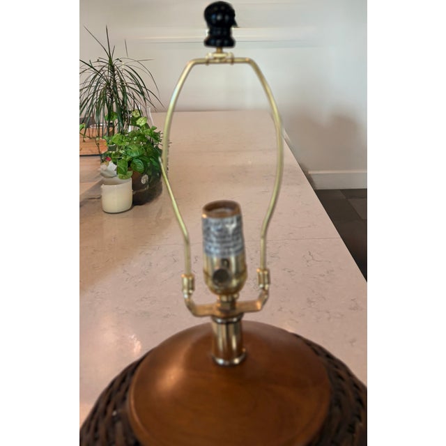 Lauren by Ralph Lauren Rattan and Wood Table Lamp, With Shade For Sale - Image 10 of 12