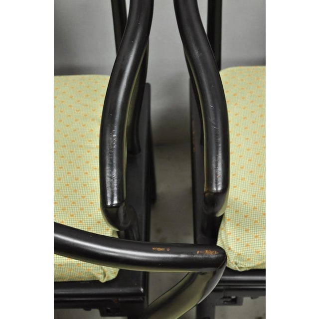 Vintage Oriental Ming Style Ebonized Horseshoe Lounge Chairs by Century (A) Pair For Sale - Image 10 of 17