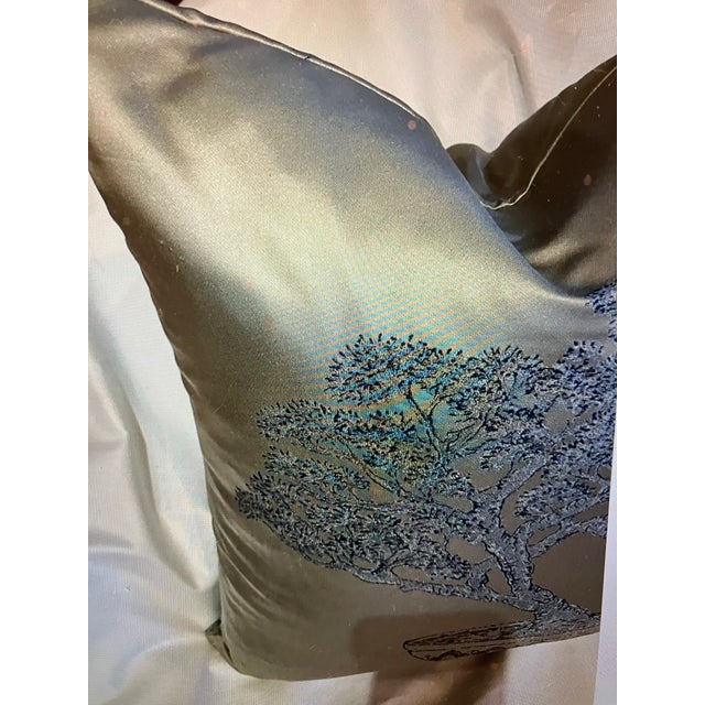 These grey beige pillow covers, with beautiful potted bonsai trees, silk fabric soft to the touch, great for any room....