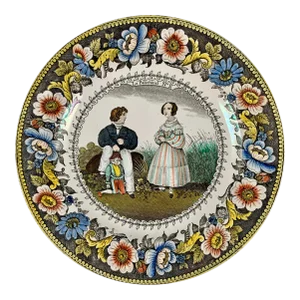 Creil Polychrome Transferware Polychrome Plate – Le Polichinel, Circa 1830