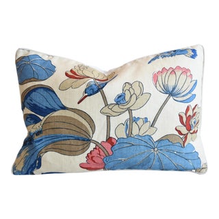 G P & J Baker Nympheus Floral Linen Feather/Down Pillow For Sale