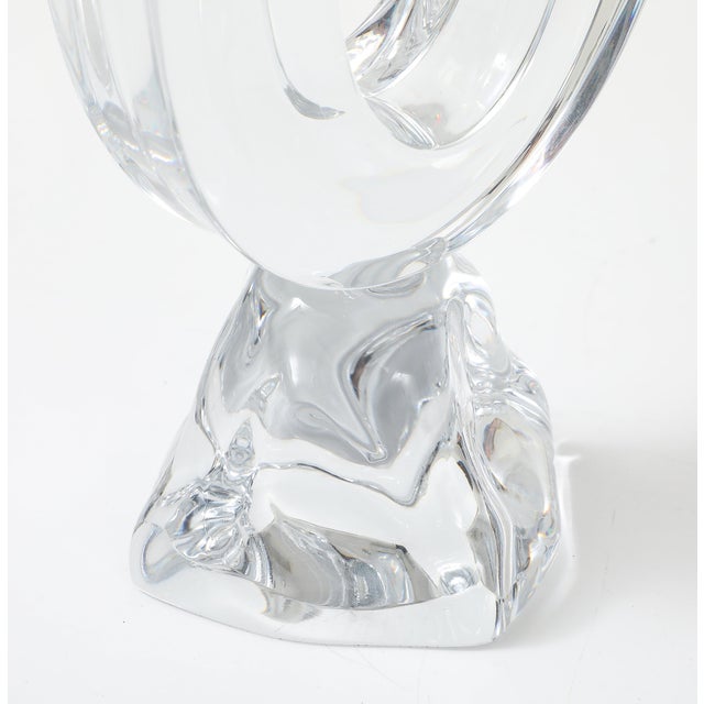 1970's mid-century modern Daum France crystal glass candle holders, in vintage original condition with minor wear and...