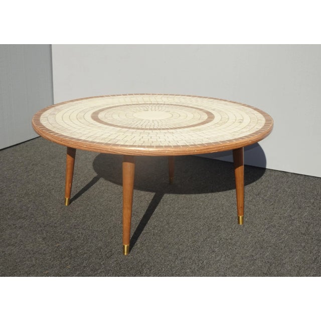 Mid-Century Modern Vintage Mid Century Gordon and Jane Martz Style Mosaic Tiled Coffee Table Eagle Motif For Sale - Image 3 of 13
