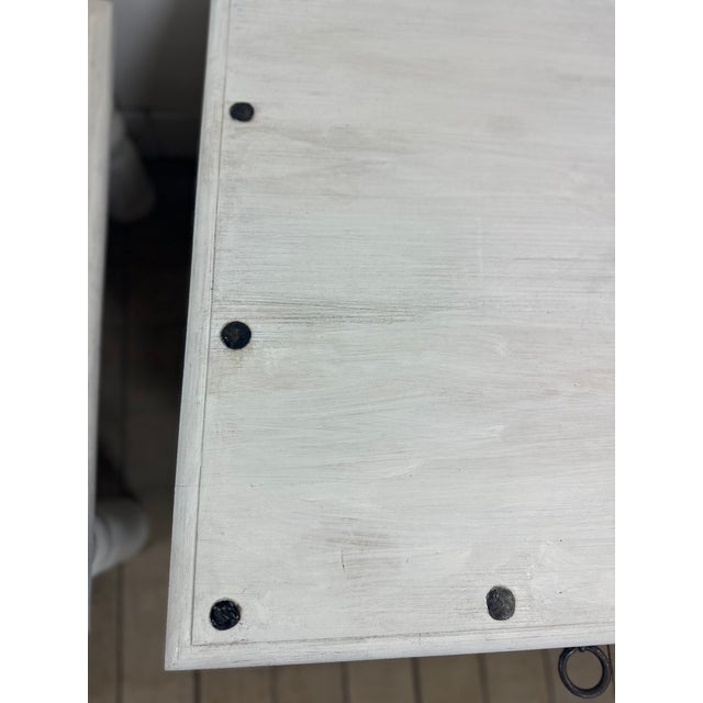 Wood Coffee Tables in White-Washed Wood and Black Wrought Iron, 1990s, Set of 2 For Sale - Image 7 of 12