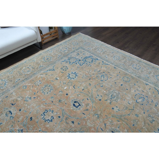 Textile 1970s Vintage Persian Handmade Wool Cotton Light Brown Area Rug For Sale - Image 7 of 11