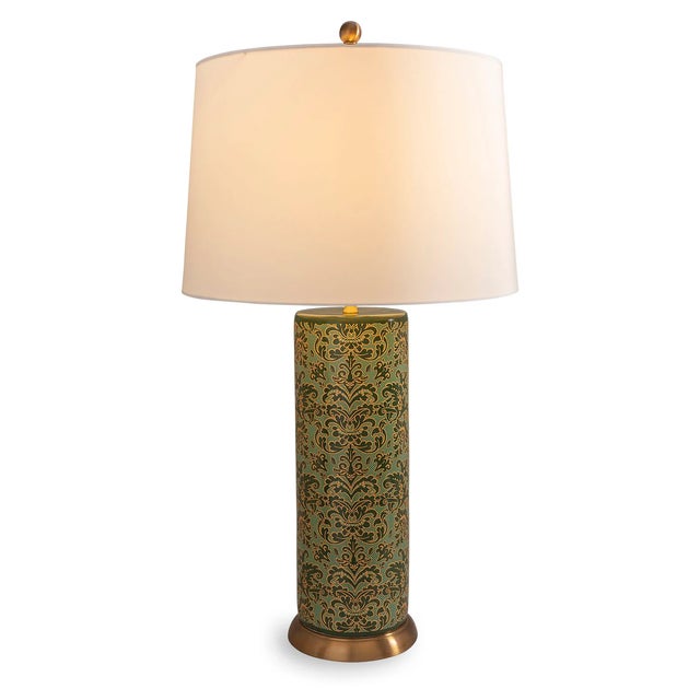 Williamsburg for Port 68 Richmond Damask Green Lamp For Sale In Chicago - Image 6 of 6