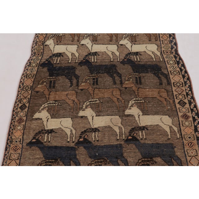 Rug & Kilim Vintage Persian Gabbeh Runner in Brown With Ibex Pictorials - Rug & Kilim For Sale - Image 4 of 10