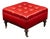 Vintage Tufted Leather Rolling Ottoman Trunk in Red For Sale