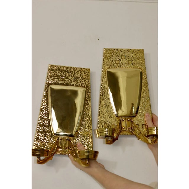Metal Art Nouveau Brass Sconces, Set of 2 For Sale - Image 7 of 11