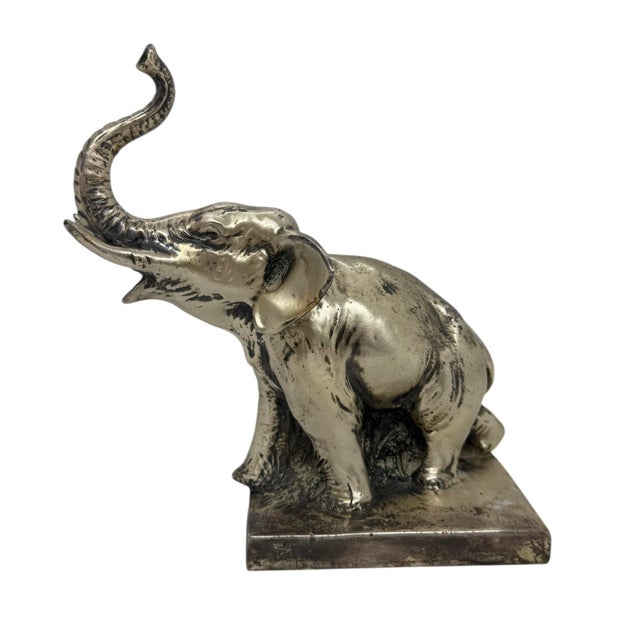 Enhance your decor with this exquisite 1930's Art Deco silver plated elephant sculpture was designed by Artist Alfred J....