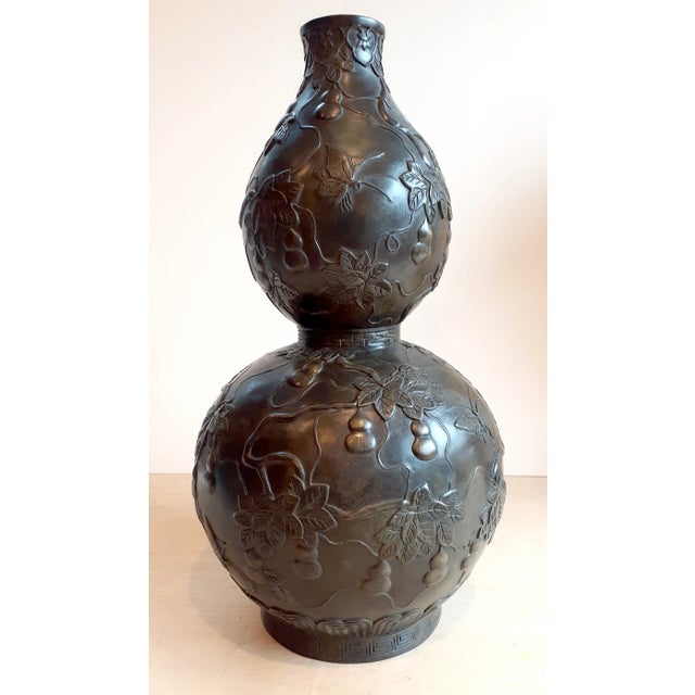 Late 19th Century Chinese Bronze Butterfly and Gourds Huluping For Sale - Image 4 of 10