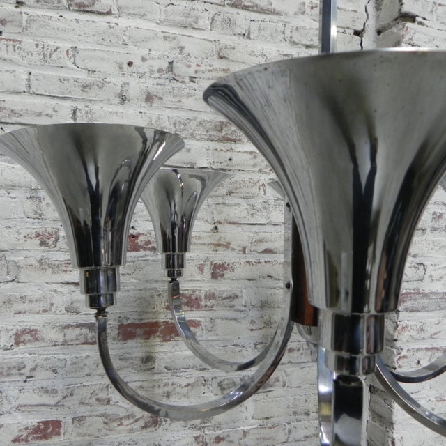 Large Art Deco Chrome Plated Pendant Lamp, 1930s For Sale - Image 4 of 18