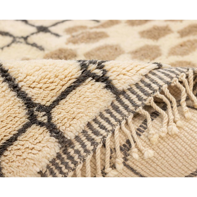 Animal Print & Grid Hand-Knotted Wool Rug | 9'11" X 6'10" | One of a Kind For Sale - Image 6 of 7