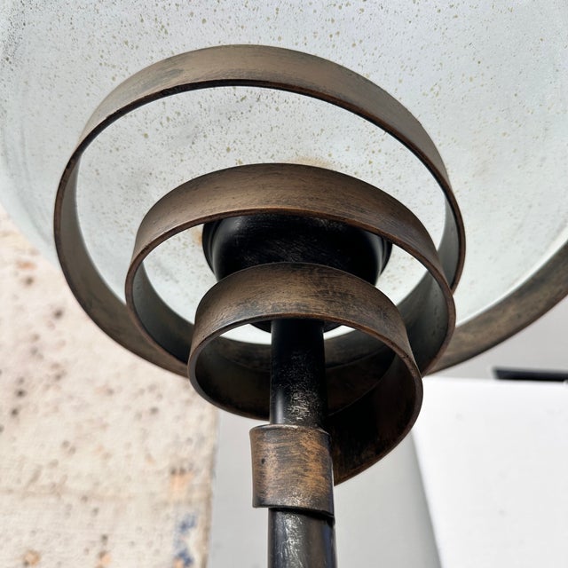 Art Deco Style Floor Lamp in Marbled Glass and Iron, Italy, 1970s For Sale - Image 16 of 18