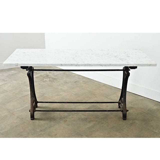 French French 19th Century Cast Iron & Marble Bistro Table For Sale - Image 3 of 10
