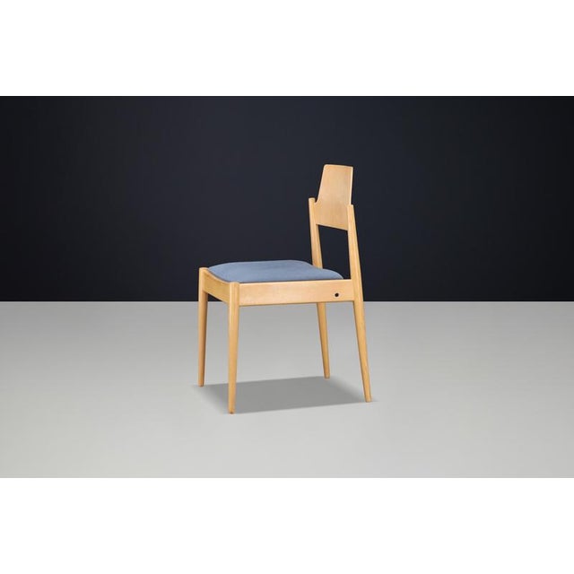 Wood SE 119 Dining Chair with Blue Upholstery by Egon Eiermann, 1950s For Sale - Image 7 of 9