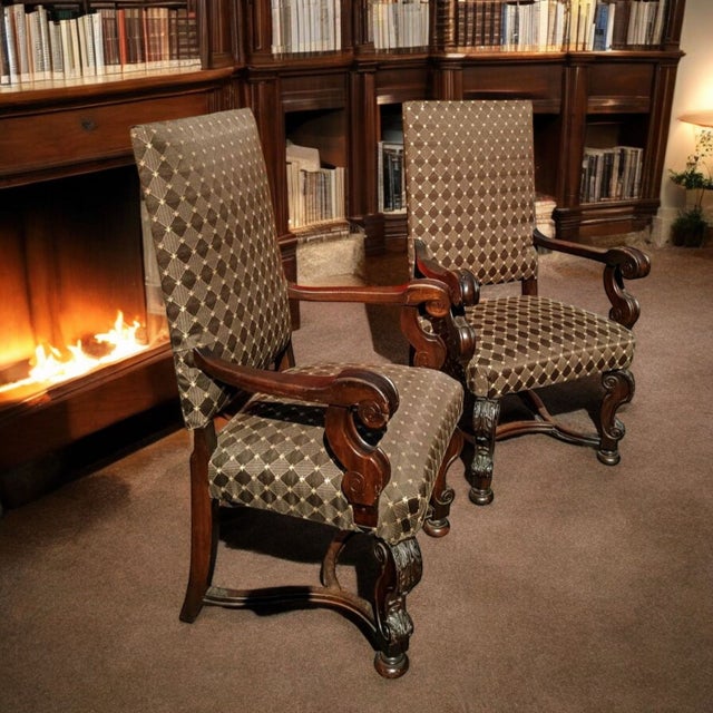1950s 1950s Stunning Pair of Louis XIV Style Armchairs For Sale - Image 5 of 6