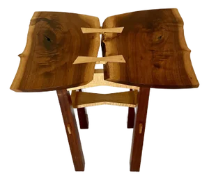 Hand Crafted Live Edge Butterfly Table in Walnut and Curly Maple by Artist Keith R. Allen