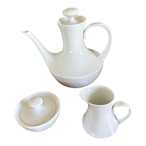 Vintage Block Bidasoa Blanco Spain Porcelain Full Size Coffee Service Set - Set of 3