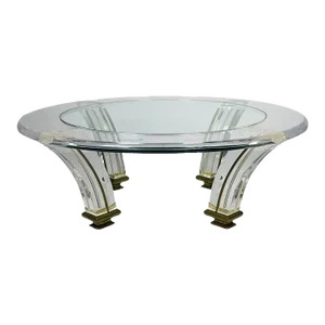 1970s Vintage Lucite & Brass Coffee Table
