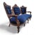 Antique Victorian Eastlake Style Carved Tufted Parlor Settee Newly Reupholstered in Blue Velvet For Sale In Chicago - Image 6 of 11