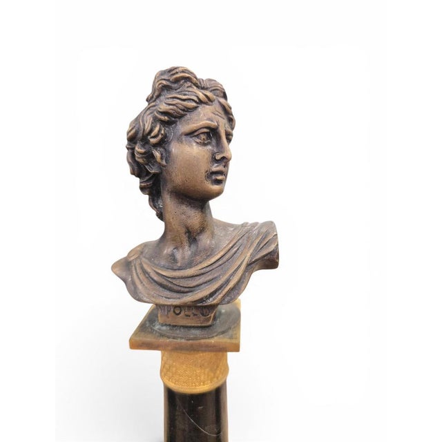 Stone Black Marble Columns with Gilt Bronze Mounts and Roman Emperor Busts, 1898, Set of 4 For Sale - Image 7 of 11