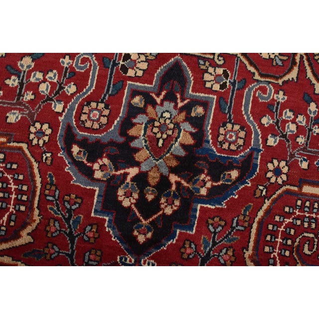 1990s Mahvelat Rug 10′ X 13’2” Red Wool Vintage Traditional Hand-Knotted Carpet For Sale - Image 5 of 15