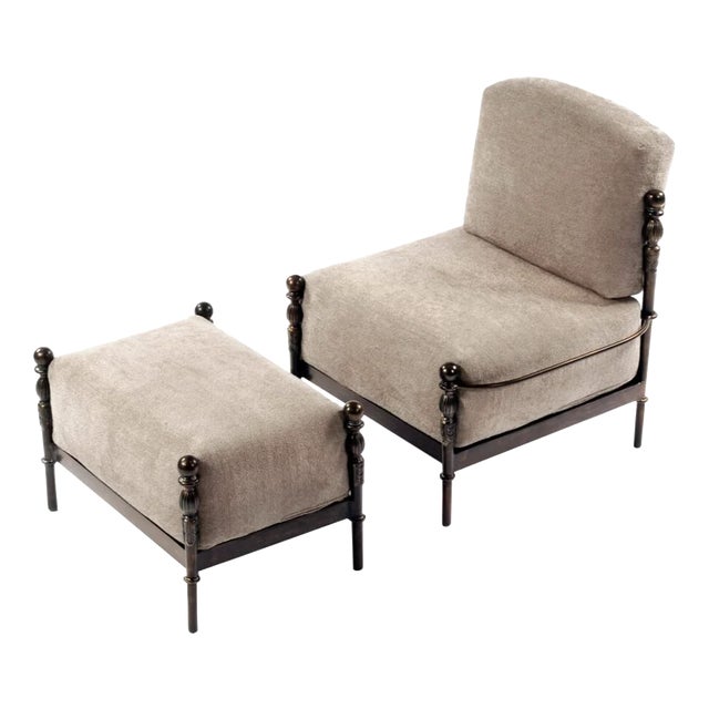 Set of Montecito Outdoor Lounge Chair and Ottoman by Michael Taylor For Sale