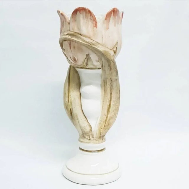 Large Hand Glazed Flower Vase by Capodimonte For Sale - Image 4 of 14