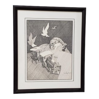 Andres Desjardins "Dream Time" Original Pen and Ink Drawing C.1976 For Sale