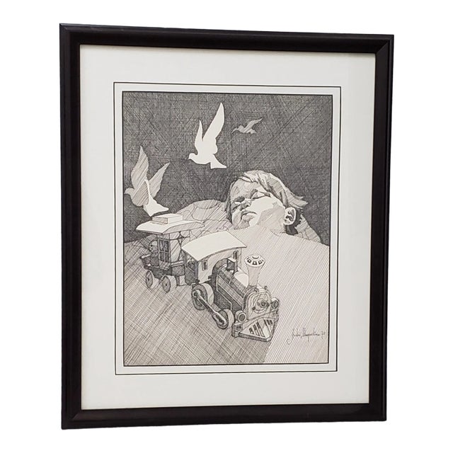 Andres Desjardins "Dream Time" Original Pen and Ink Drawing C.1976 For Sale