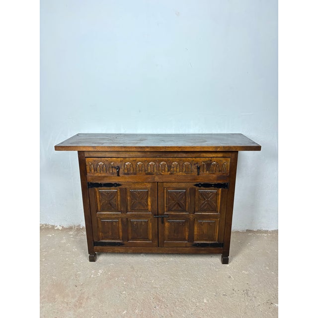 Rustic Castilian Rustic Cabinet Chest With One Drawer, 1940s For Sale - Image 3 of 10