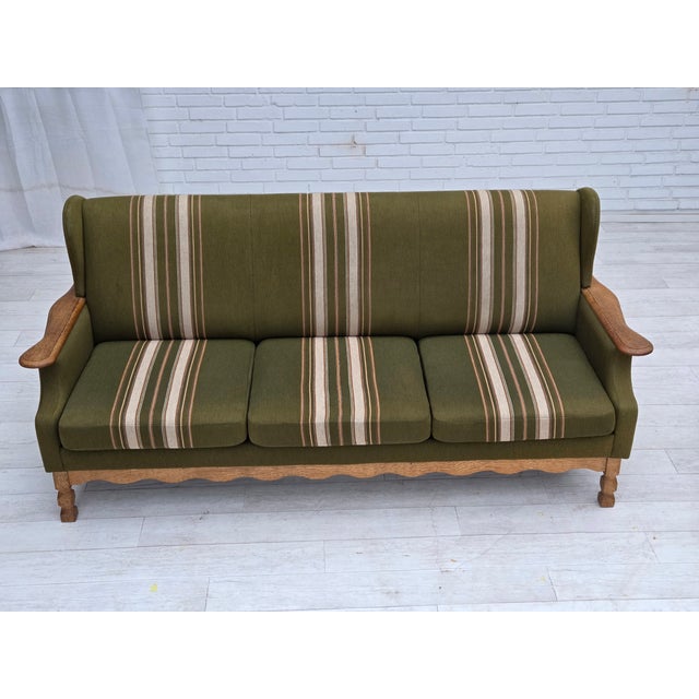 Danish Oak and Wool 3-Seater Sofa, 1970s For Sale - Image 11 of 18