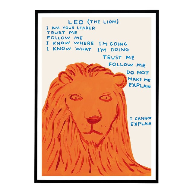 David Shrigley Leo Signs of the Zodiac Lithograph Poster (The Lion), 2021 For Sale